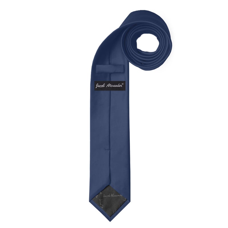 Jacob Alexander Men's Skinny Width 2" Solid Color Tie - Steel Blue - Image 2